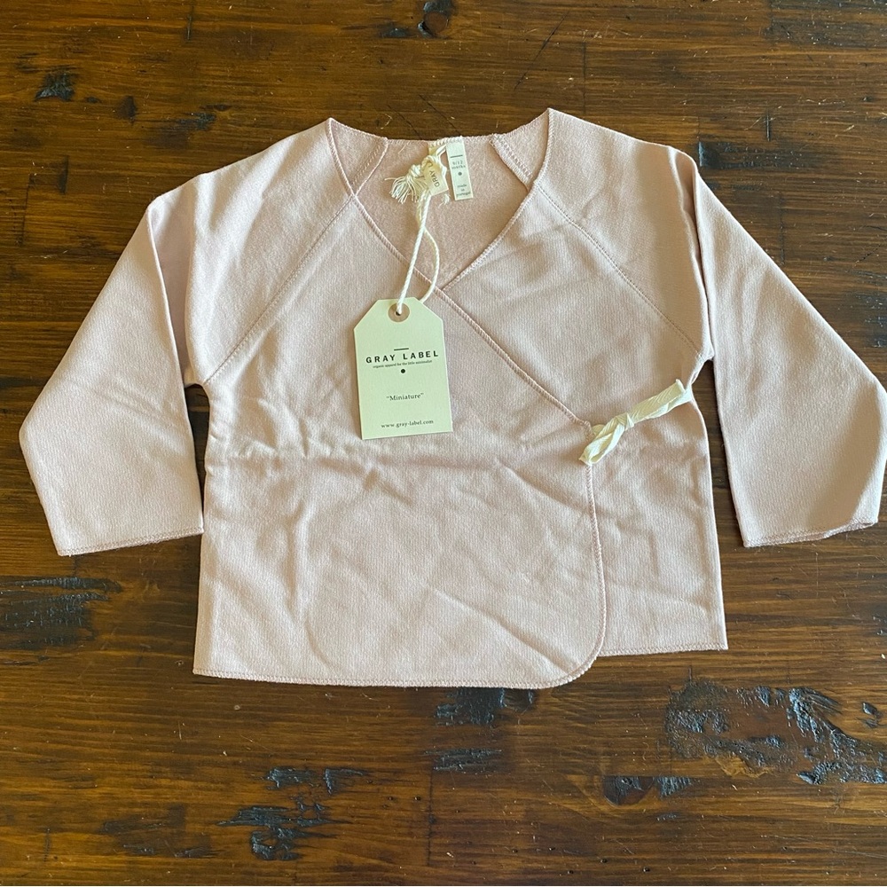 NWT Gray Label Crossover Top Tie Enclosure In VTG Pink Baby Cardigan 9-12 Months